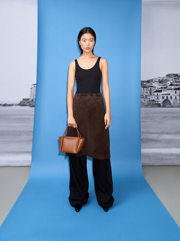 Elora Elongated-Handle Tote Bag, Tan, hi-res