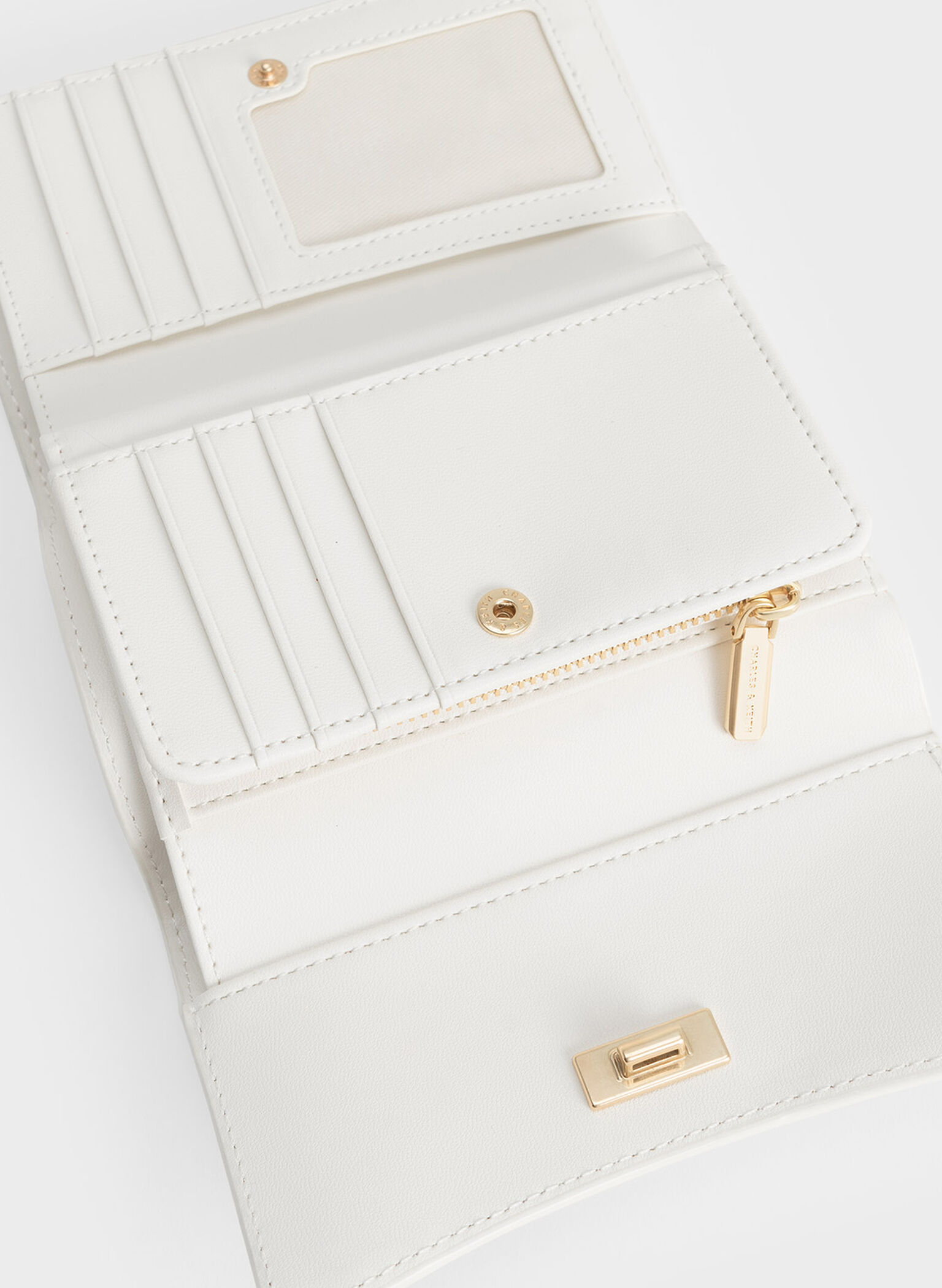 Huxley Metallic Accent Front Flap Wallet, White, hi-res