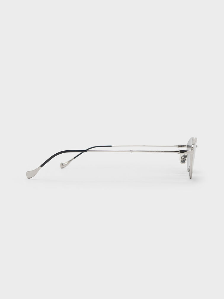Jax Metal-Frame Geometric Sunglasses, Silver, hi-res