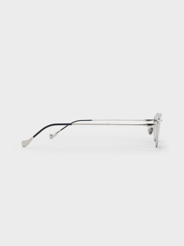 Jax Metal-Frame Geometric Sunglasses, Silver, hi-res