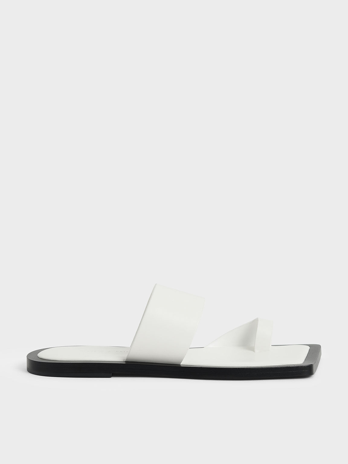 White Toe Loop Slide Sandals - CHARLES & KEITH UK