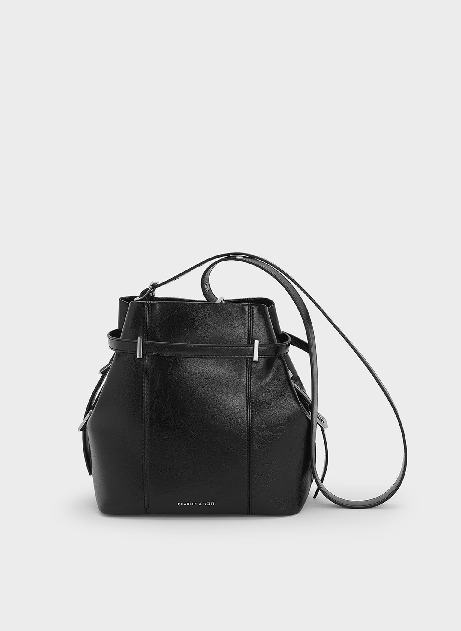 Bryna Belted Bucket Bag, Noir, hi-res