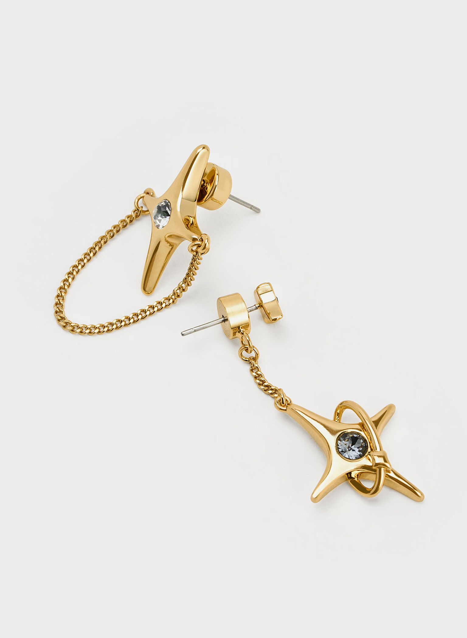 Estelle Star Crystal Mismatch Drop Earrings, Black, hi-res