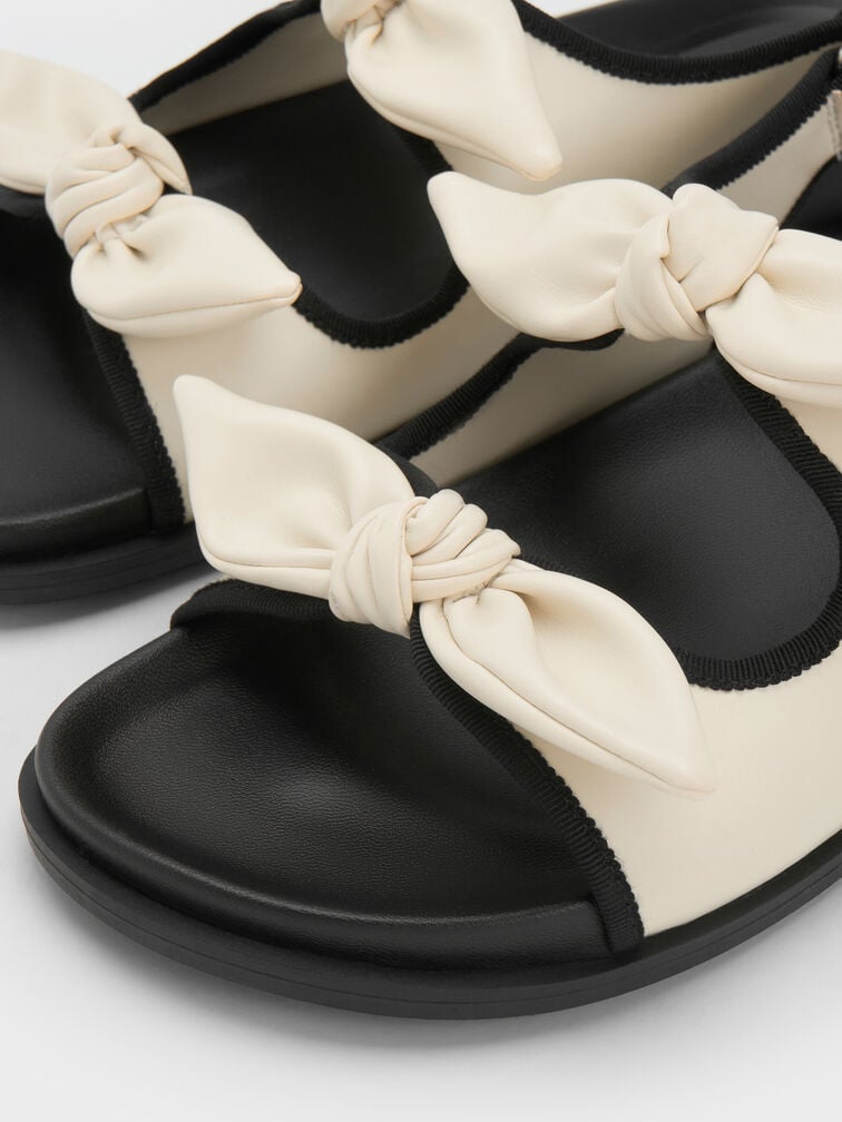 Knotted-Bow Double-Strap Slingback Sandals, Chalk, hi-res
