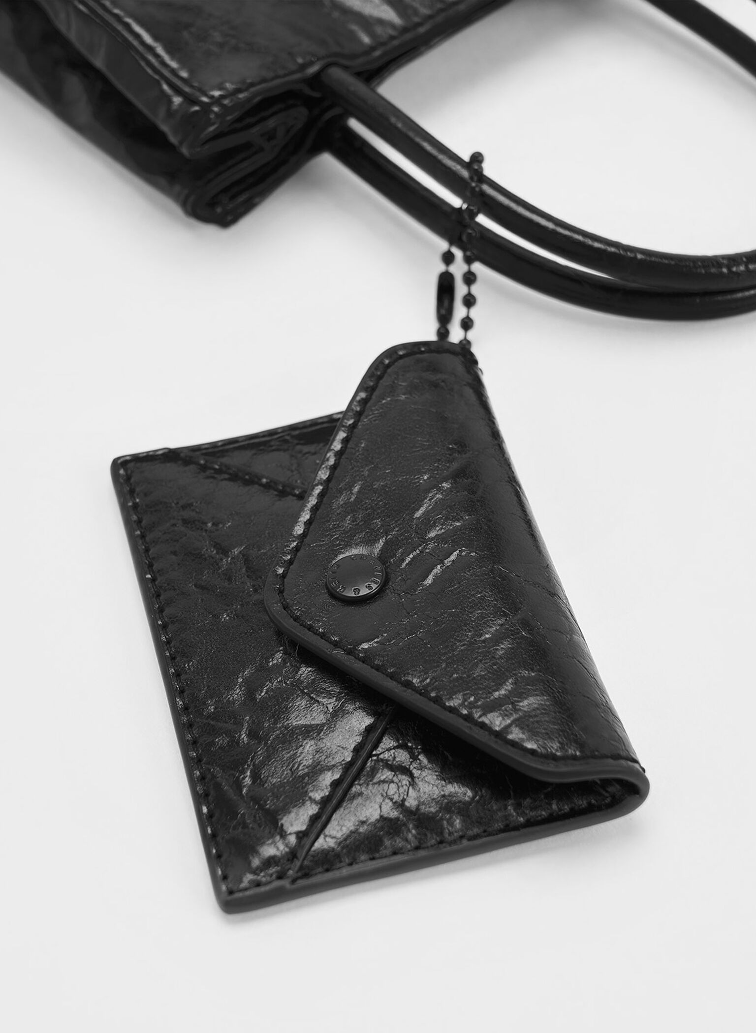 Matina Crinkle-Effect Elongated Tote Bag, Jet Black, hi-res