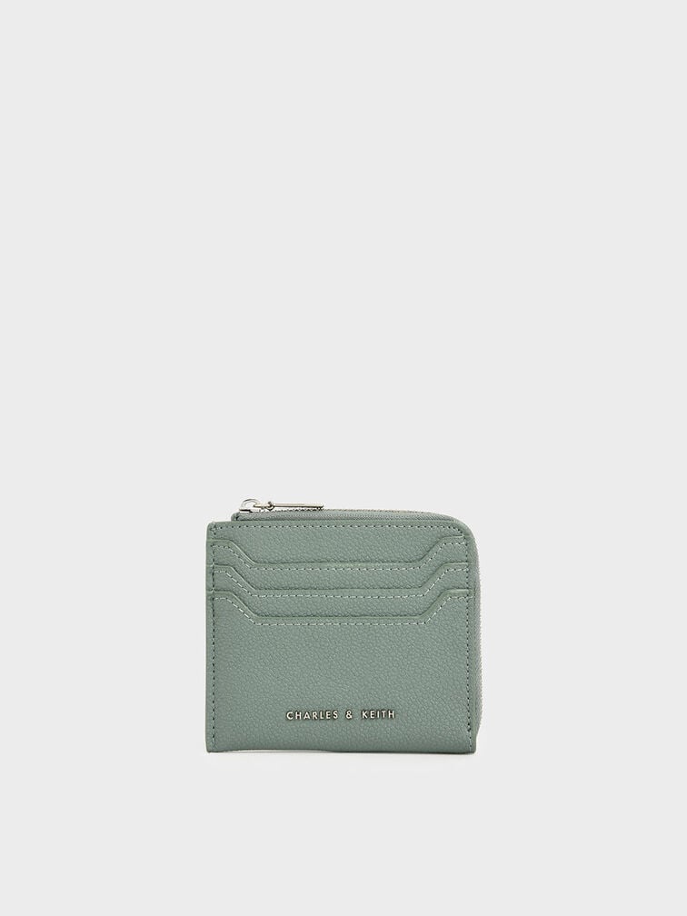 Elodie Multi-Slot Zip Card Holder, Sage Green, hi-res