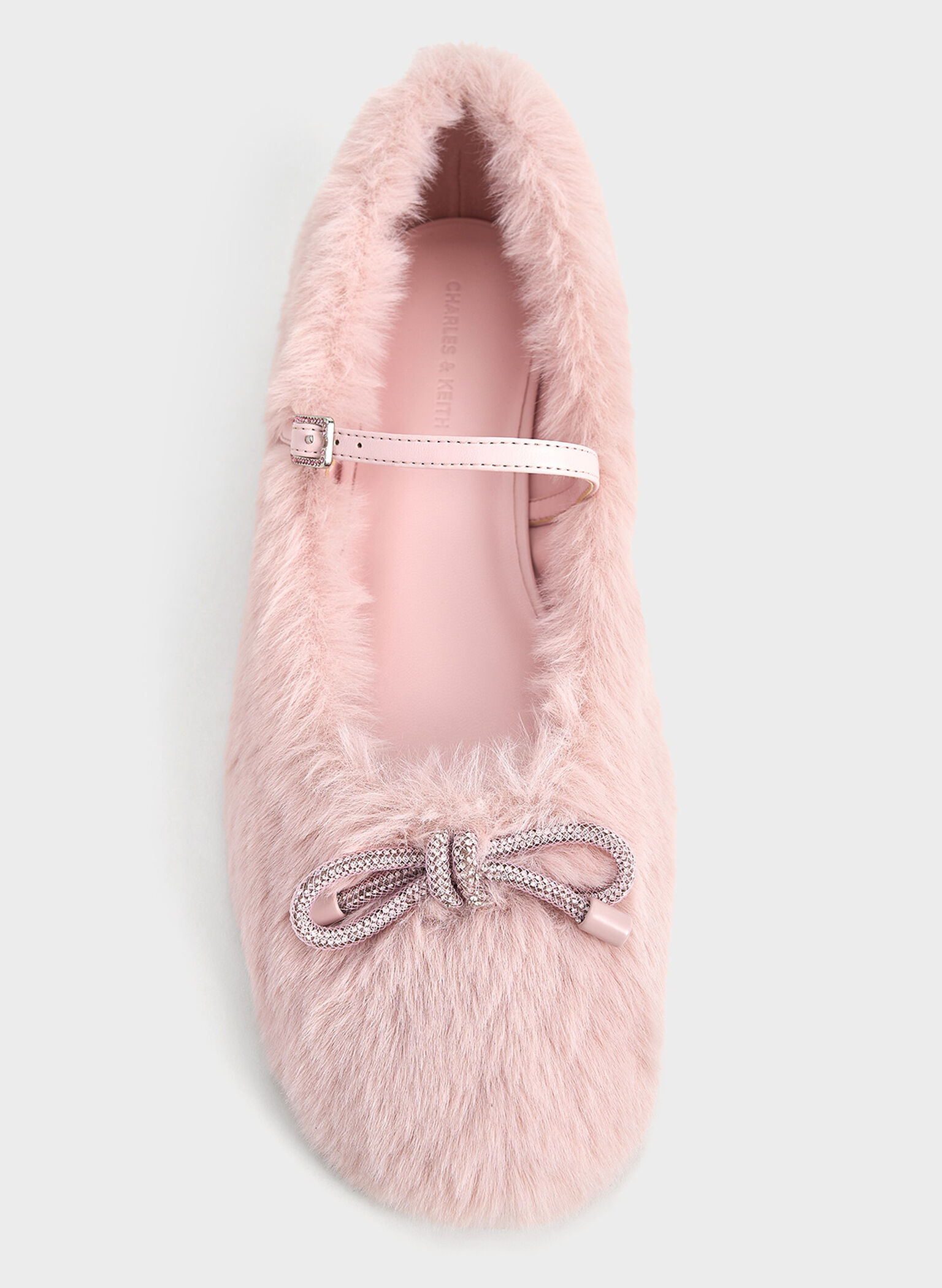Bow Crystal-Embellished Furry Mary Janes, Pink, hi-res