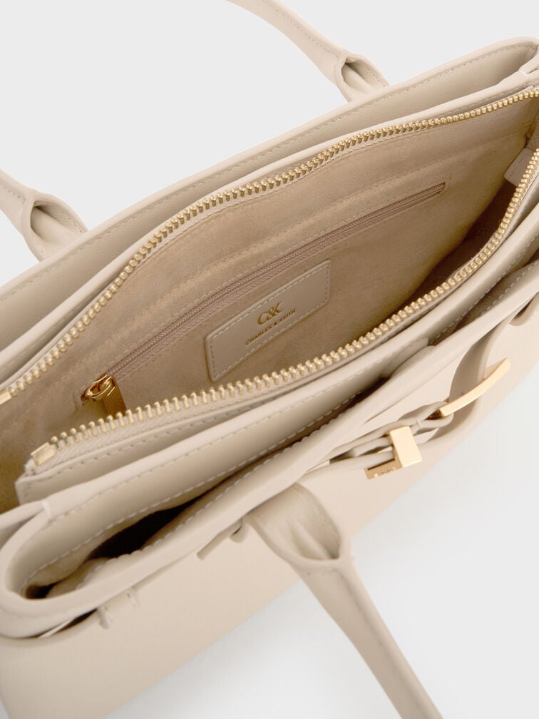Jody Leather Belted Shoulder Bag, Antique Chalk, hi-res