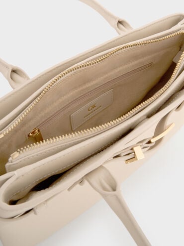 Jody Leather Belted Shoulder Bag, Antique Chalk, hi-res