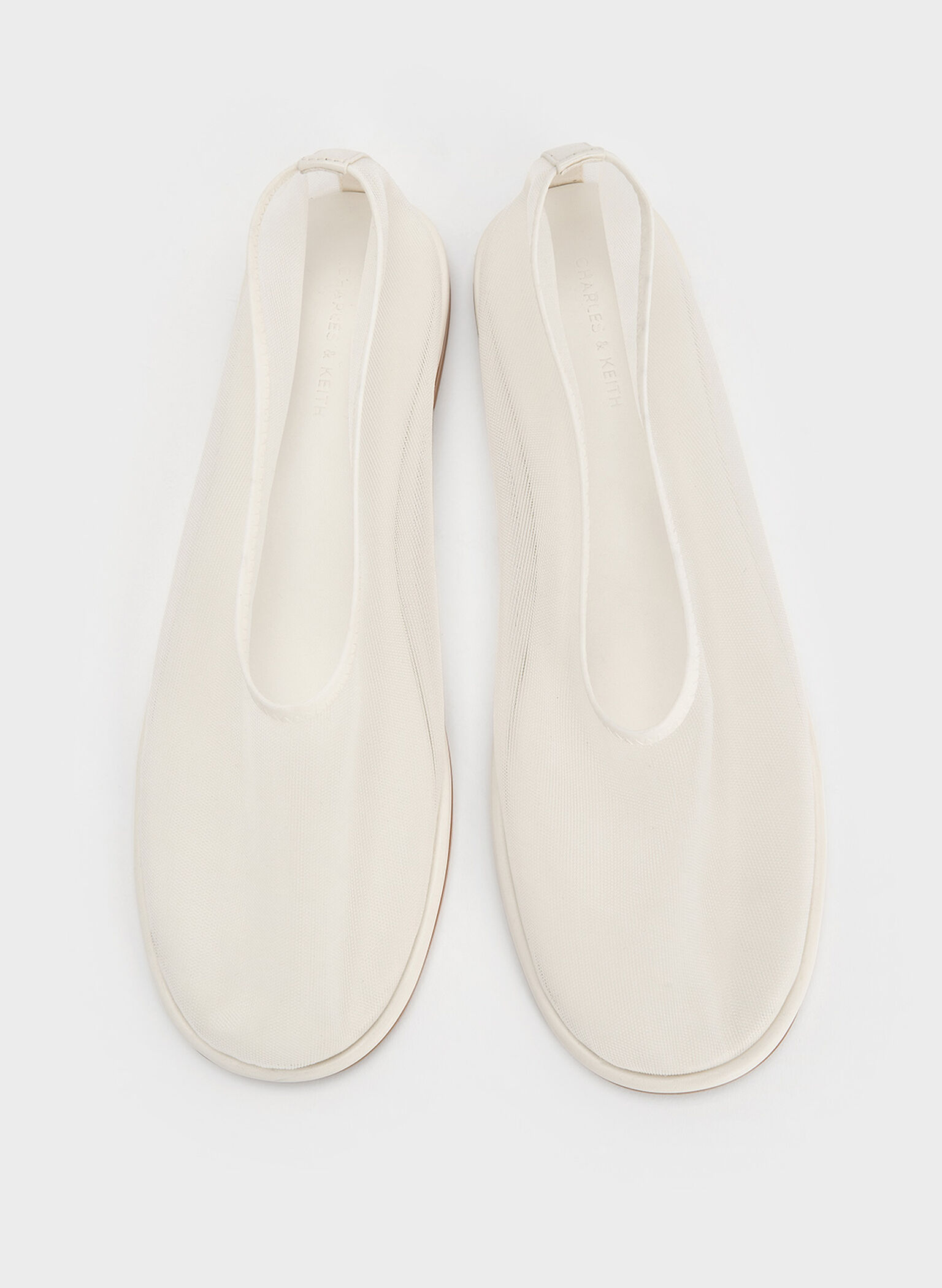 Mesh Ballet Flats, White, hi-res