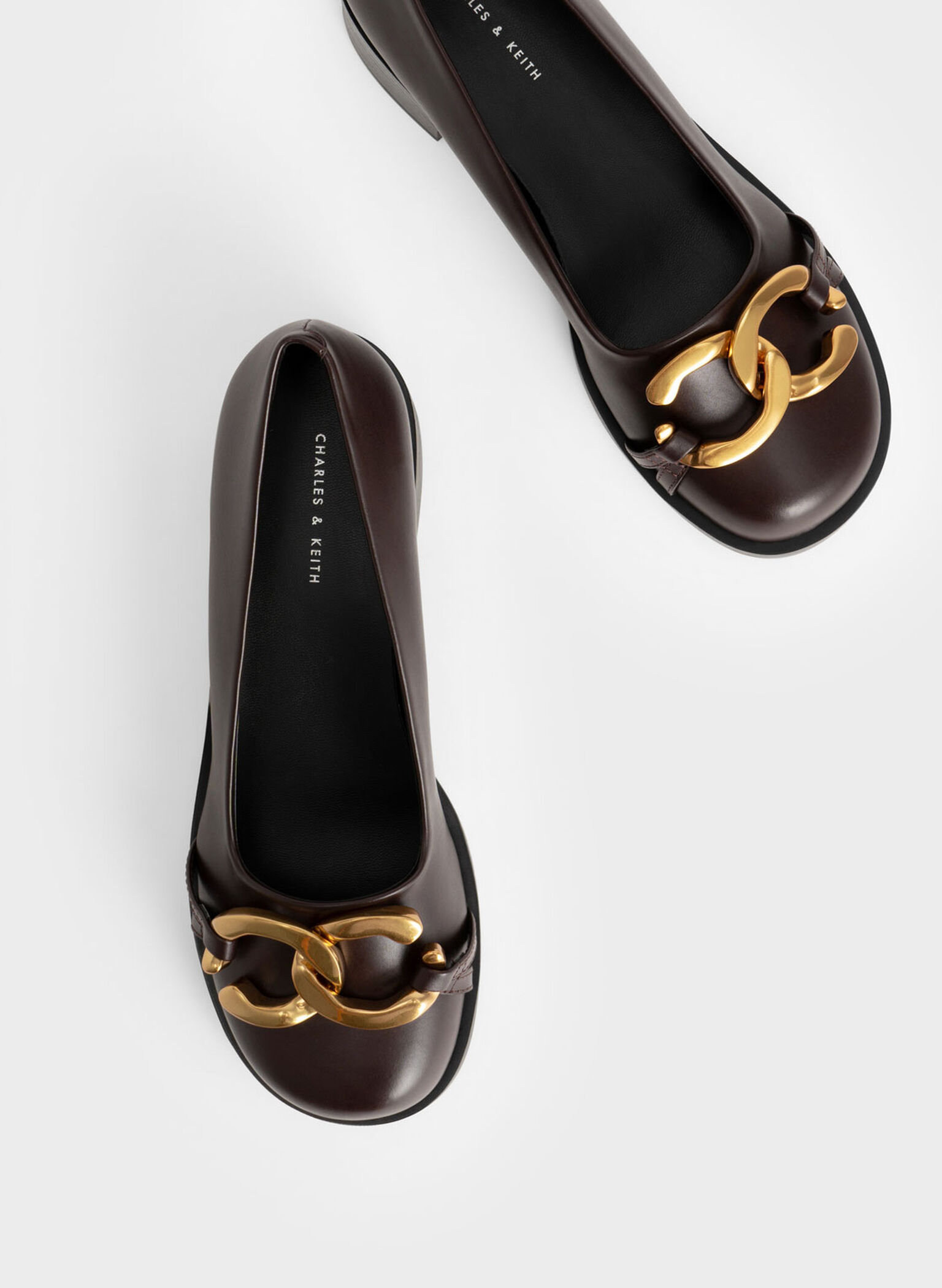 Chunky Metallic Accent Ballerinas, Dark Brown, hi-res