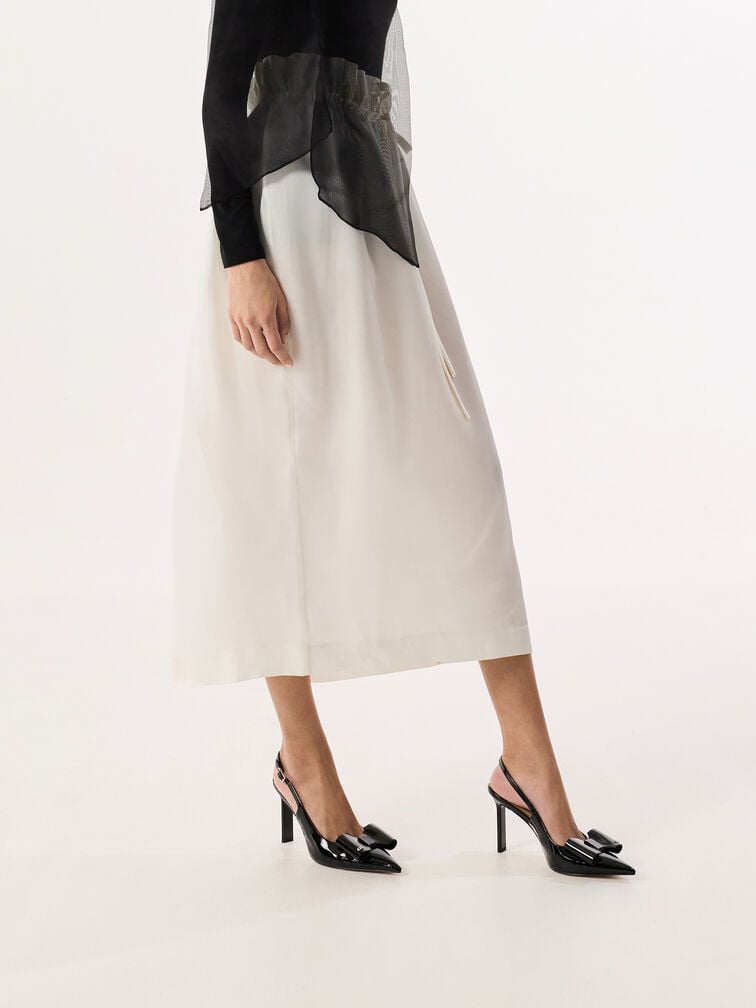 Lu Patent Leather Bow Blade-Heel Slingback Pumps, Black Patent, hi-res