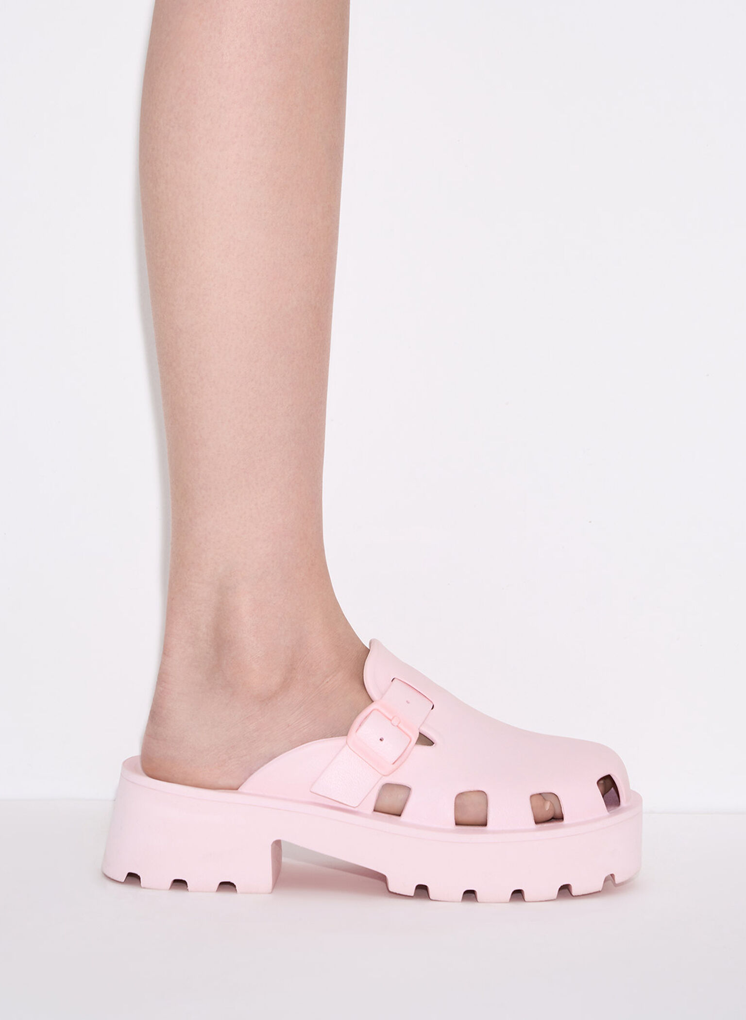 Mae Buckled Platform Mules, Light Pink, hi-res