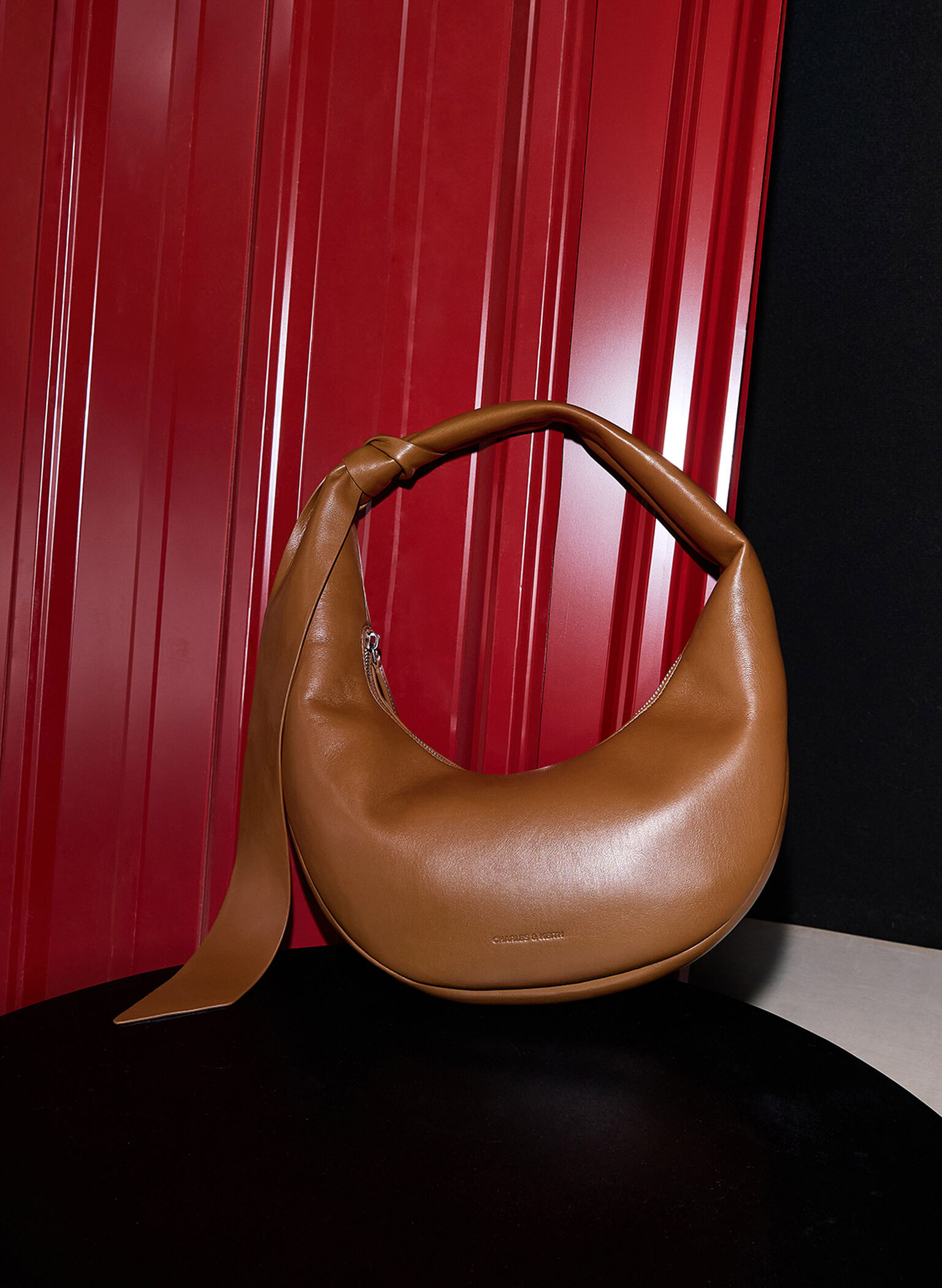 Mini Toni Knotted Crescent Hobo Bag, Chocolate, hi-res