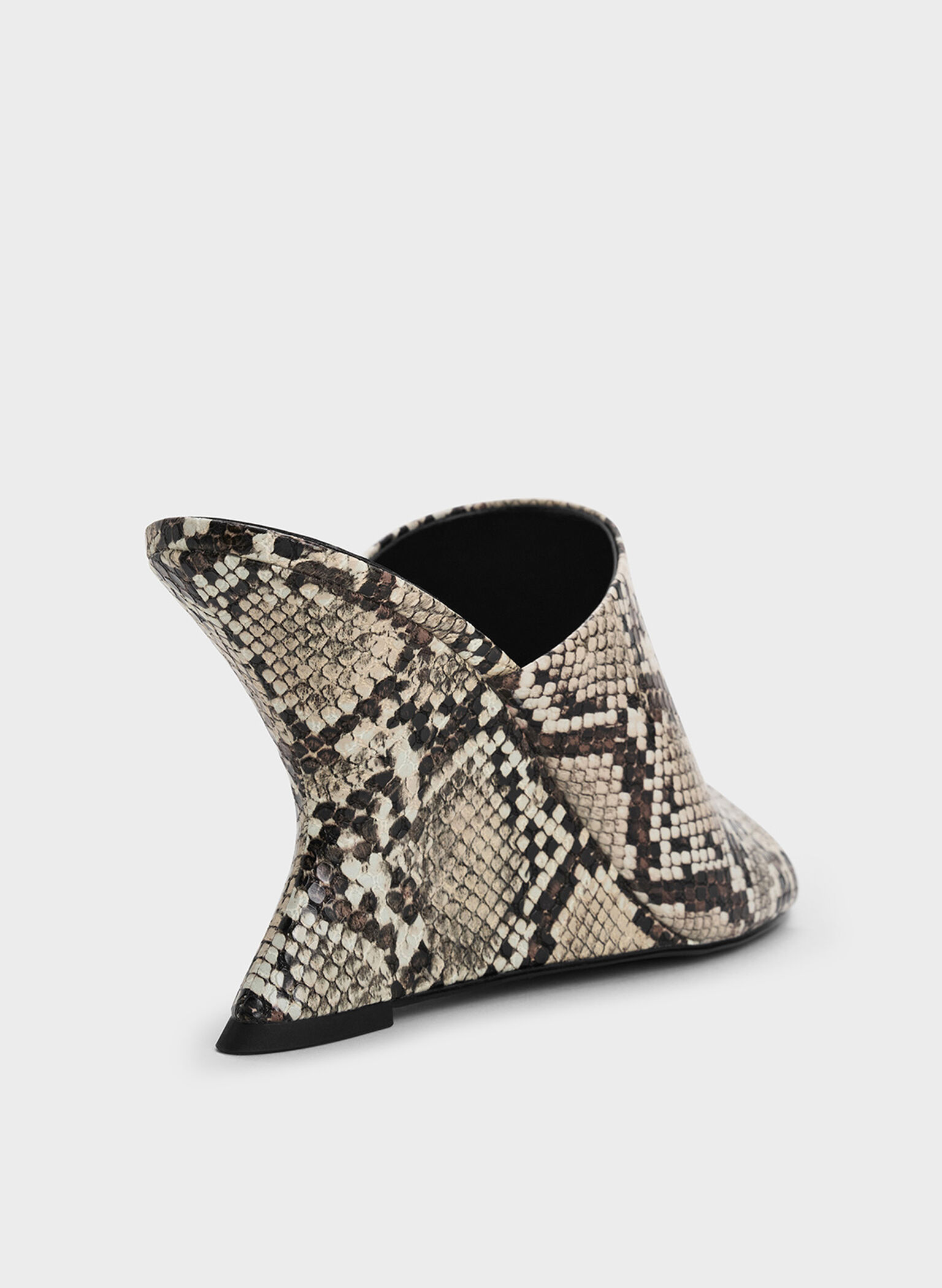 Snake-Print Wide-Strap Sculptural-Heel Wedges, Animal Print Natural, hi-res
