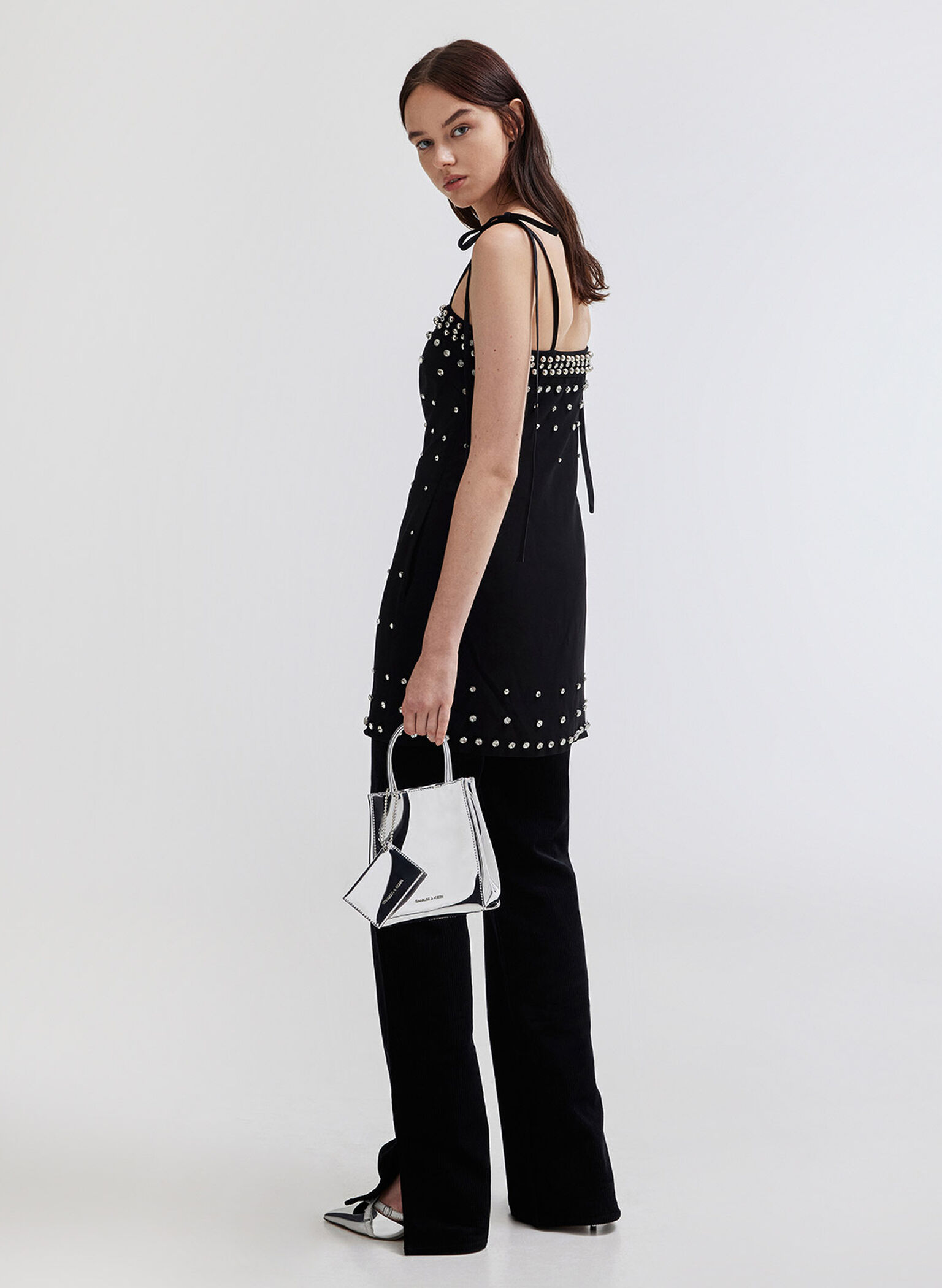 Matina Metallic Elongated Tote Bag, Silver, hi-res