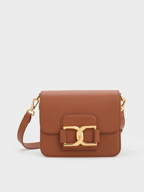 Gabine Leather Crossbody Bag, Cognac, hi-res