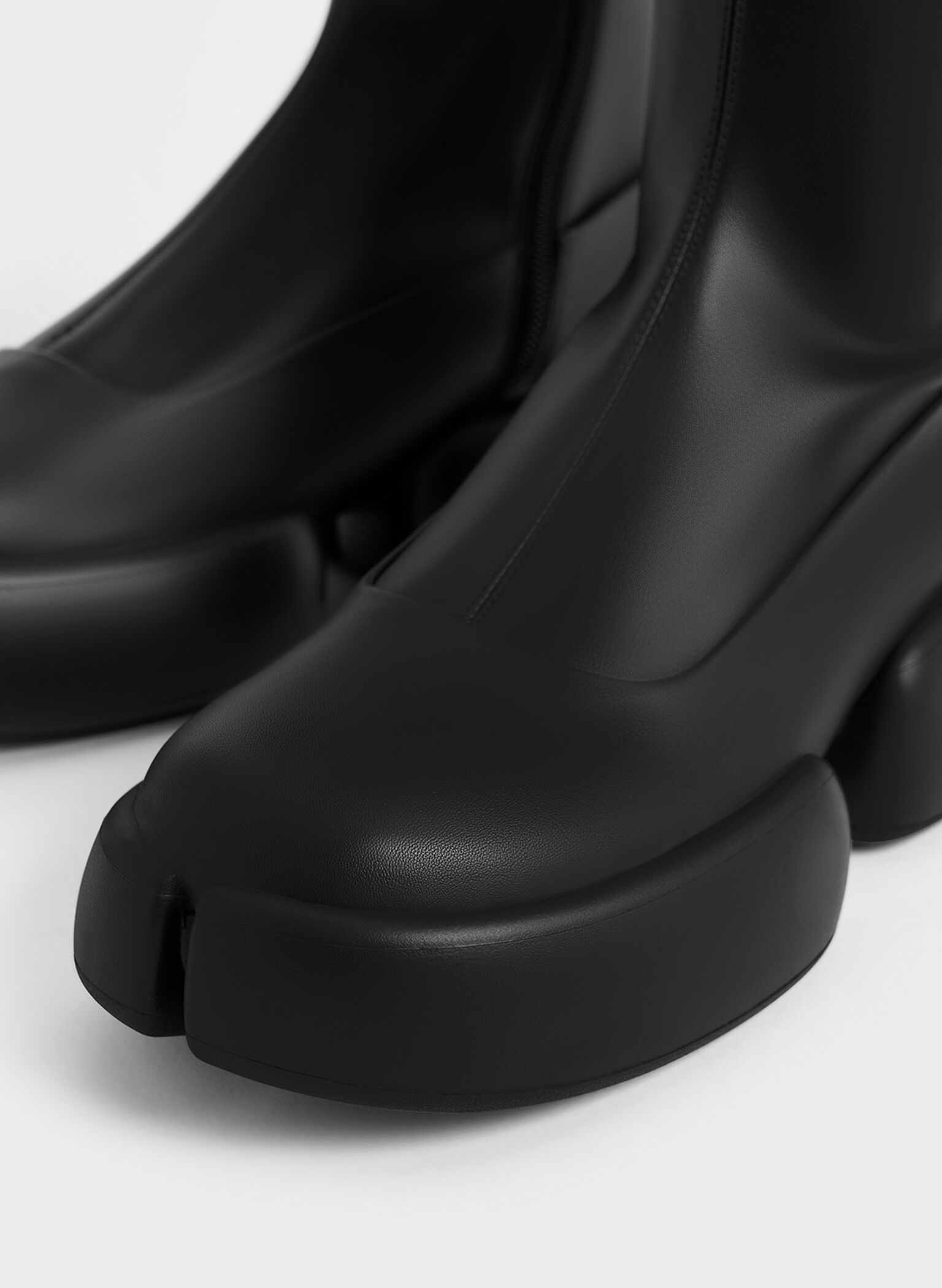 Jamie Side-Zip Platform Calf Boots, Black, hi-res