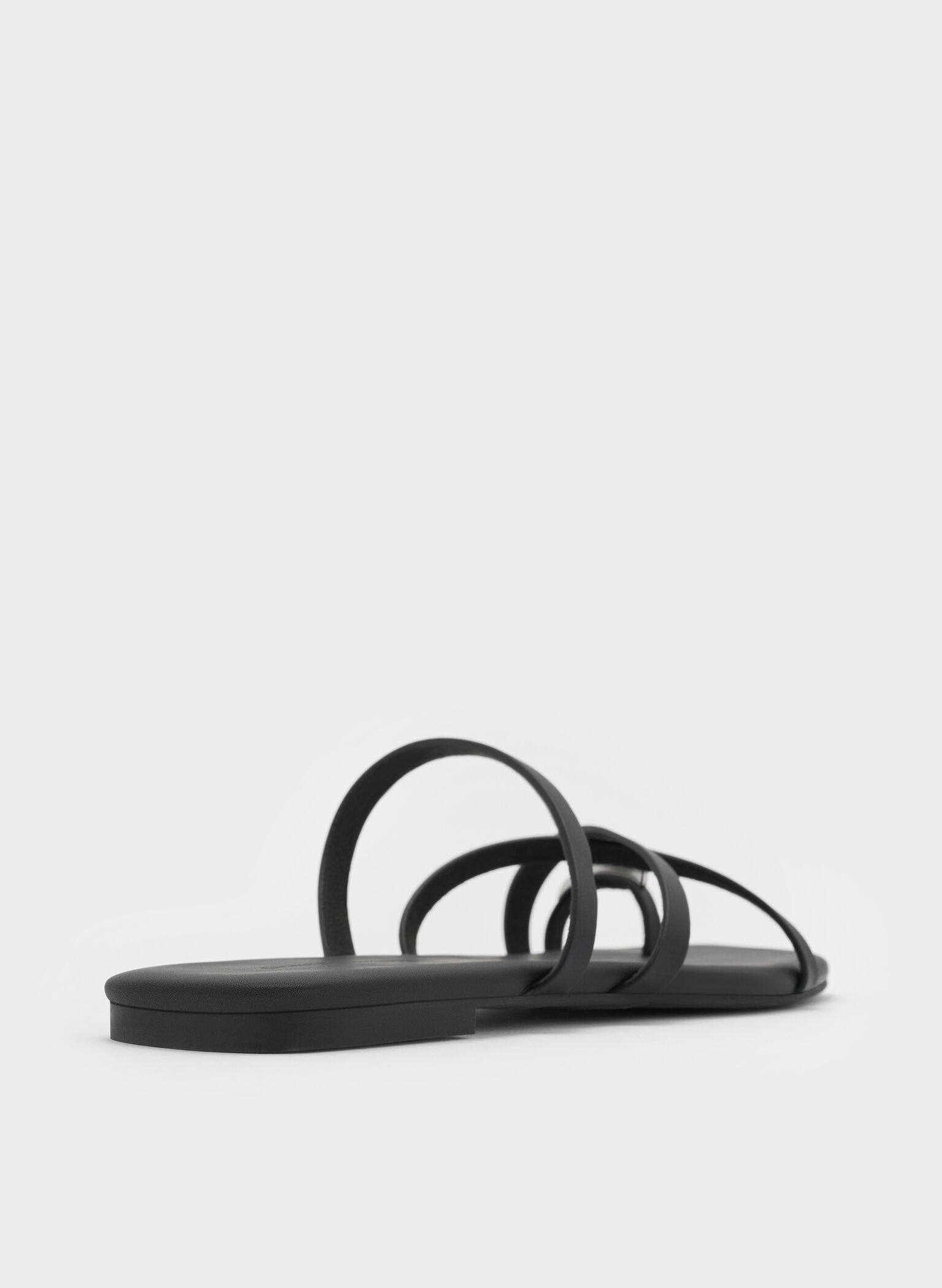 Metallic-Accent Strappy Toe-Ring Sandals, Black, hi-res