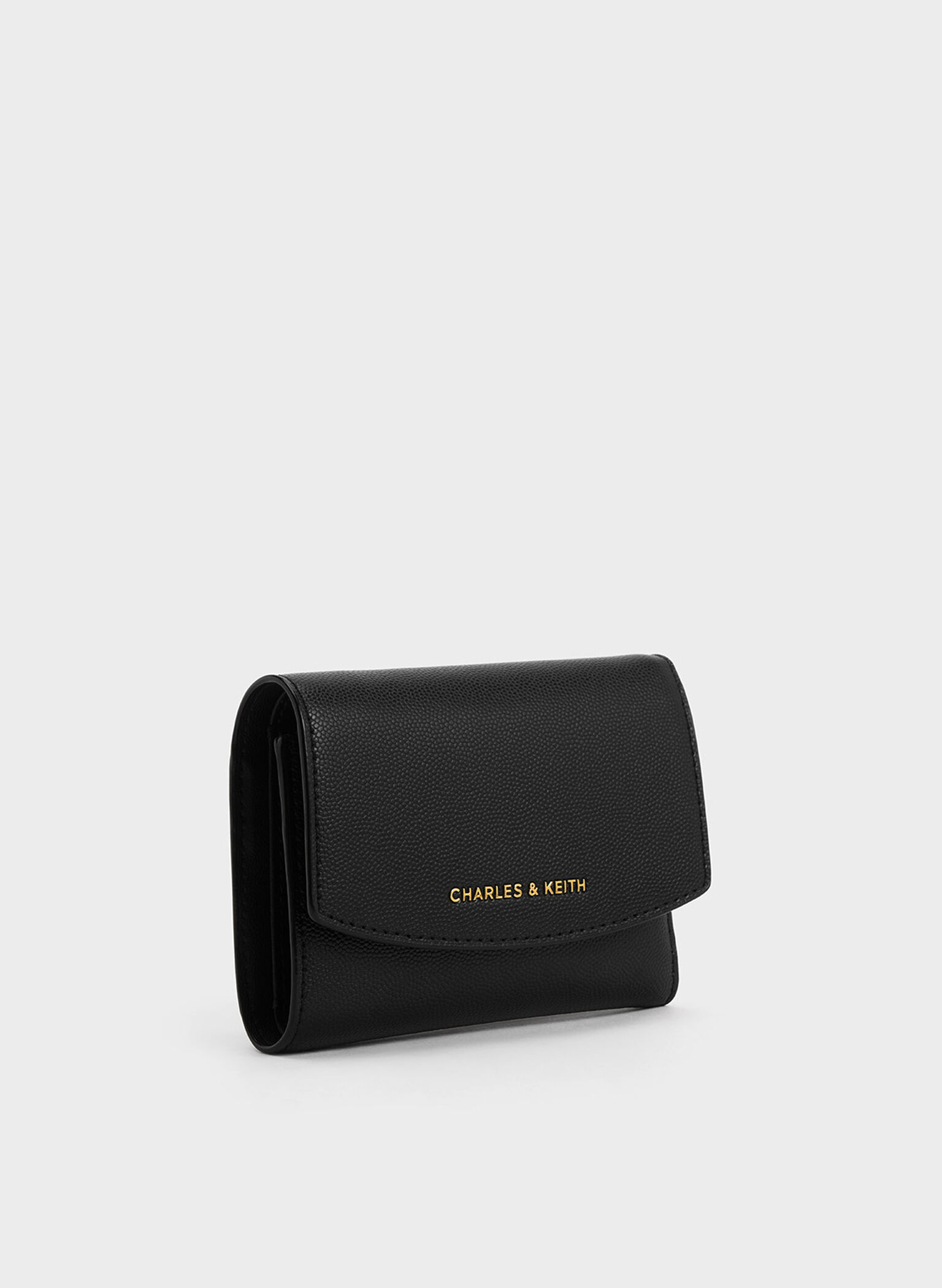 Briony Curved Flap Wallet, Black, hi-res