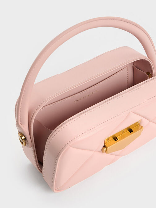 Vertigo Quilted Boxy Top Handle Bag, Pink, hi-res