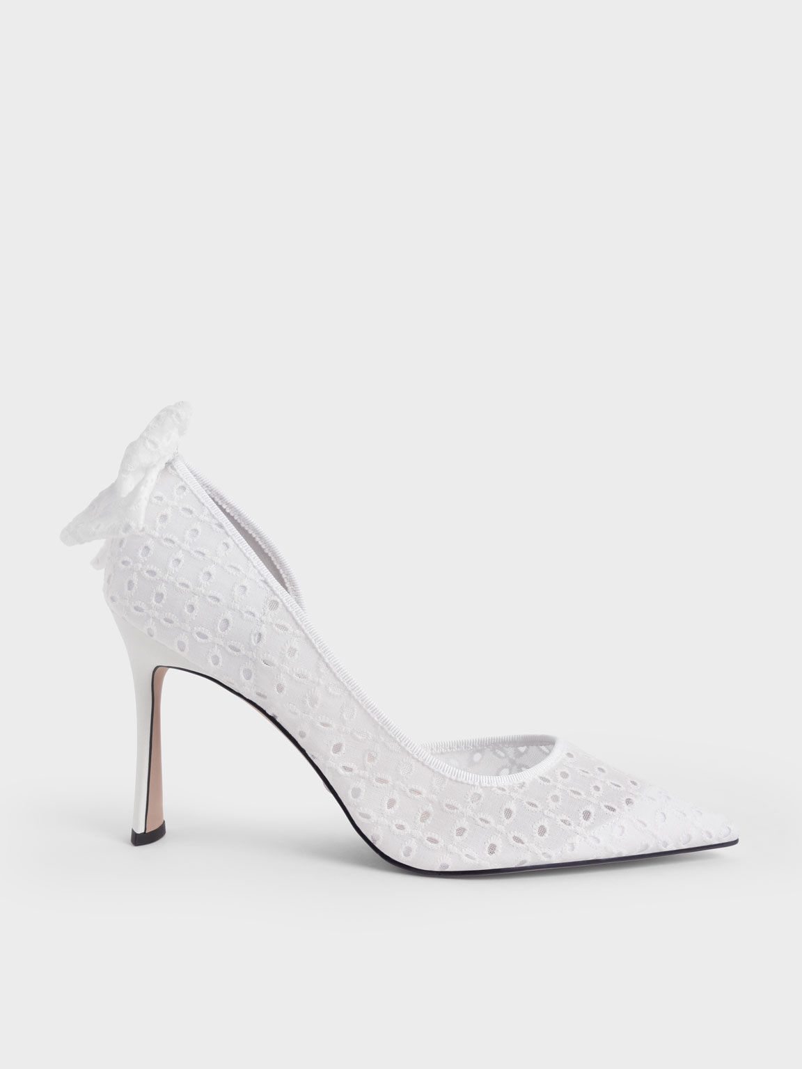 Blythe Broderie Anglaise Half-D'Orsay Pumps, White, hi-res