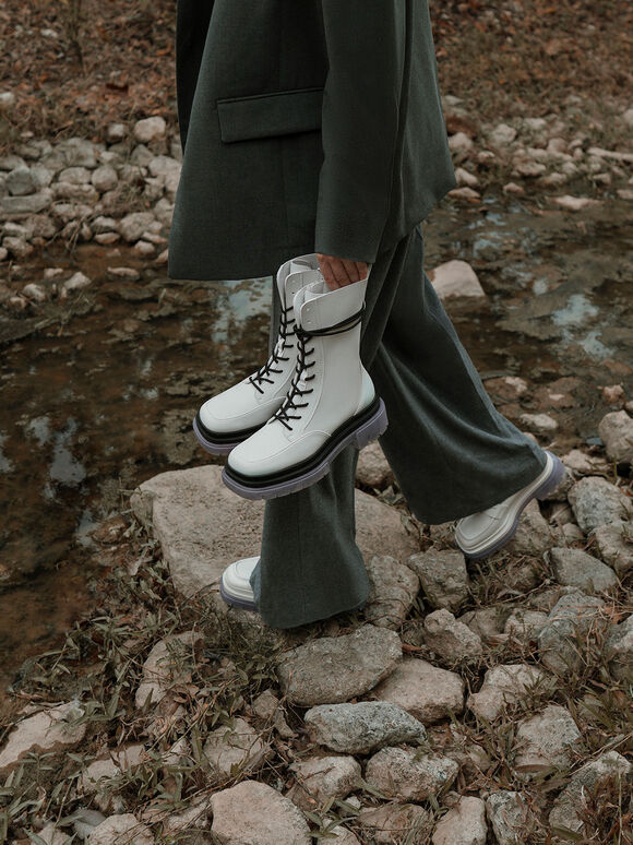 charles and keith lace up boots