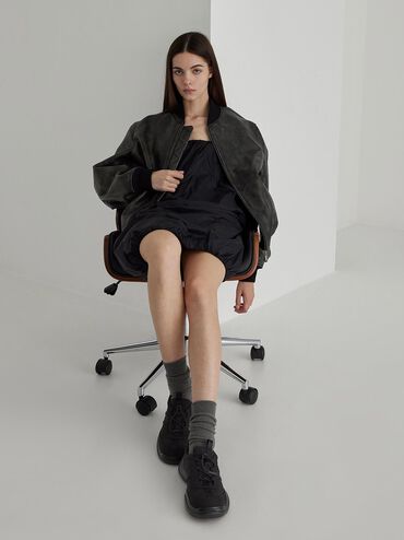 Casey Nylon Chunky Sneakers, Black Textured, hi-res
