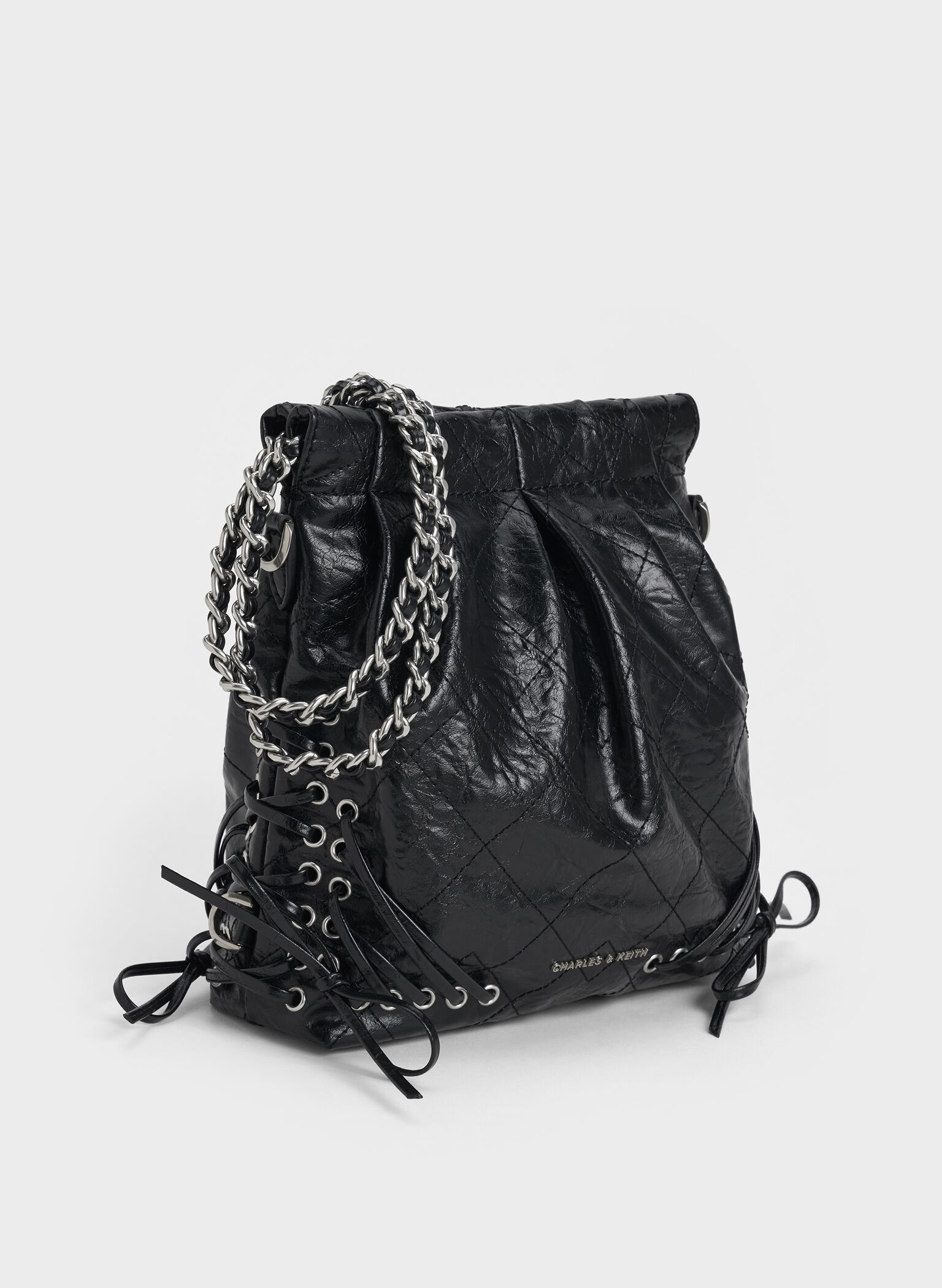 Duo Grommet Chain-Handle Two-Way Backpack, Noir, hi-res