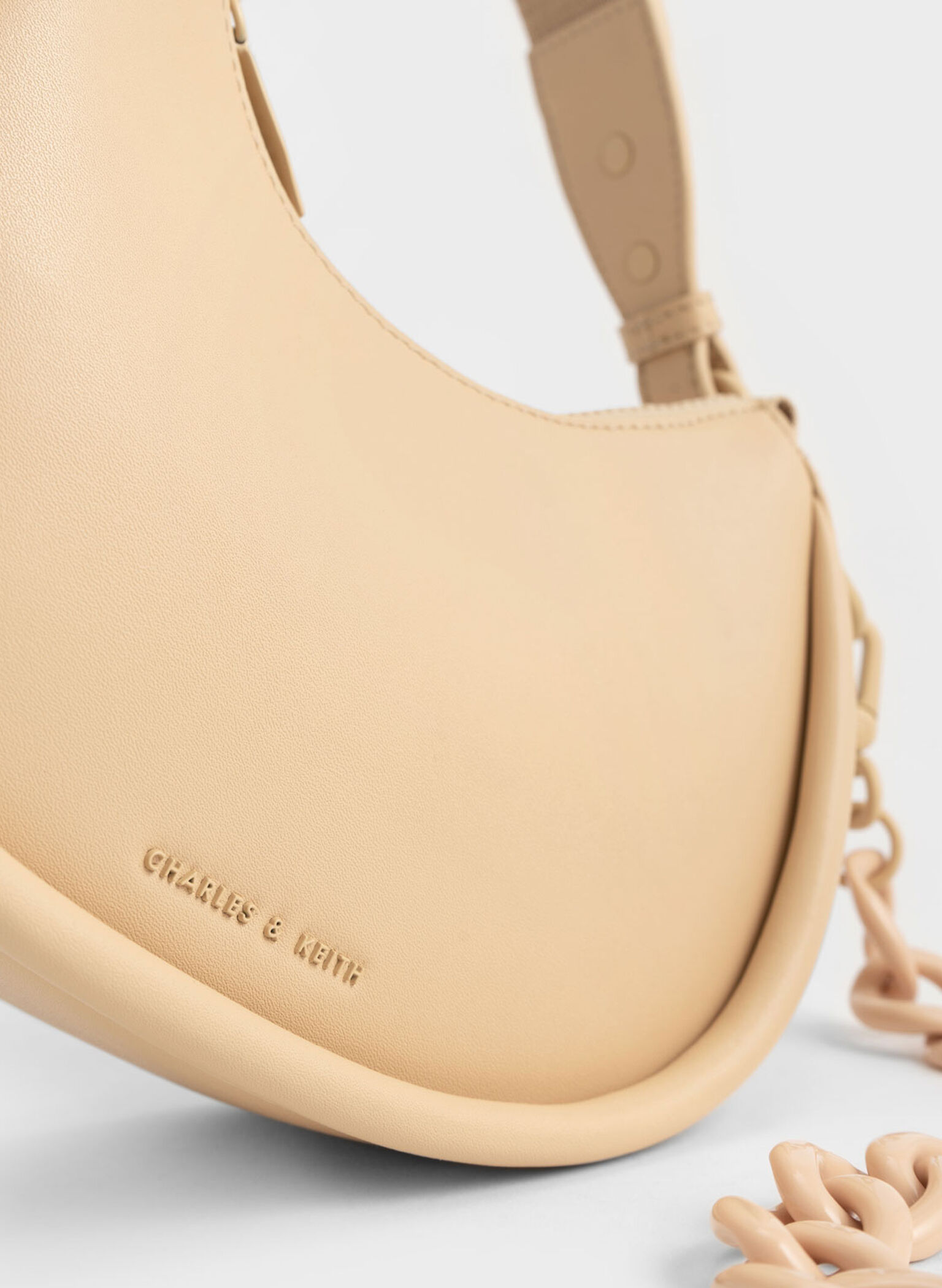 Lana Curved Shoulder Bag, Beige, hi-res