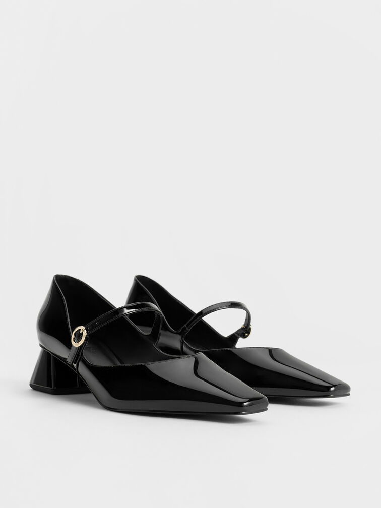 Roxane Patent Square-Toe Mary Janes, Black Patent, hi-res