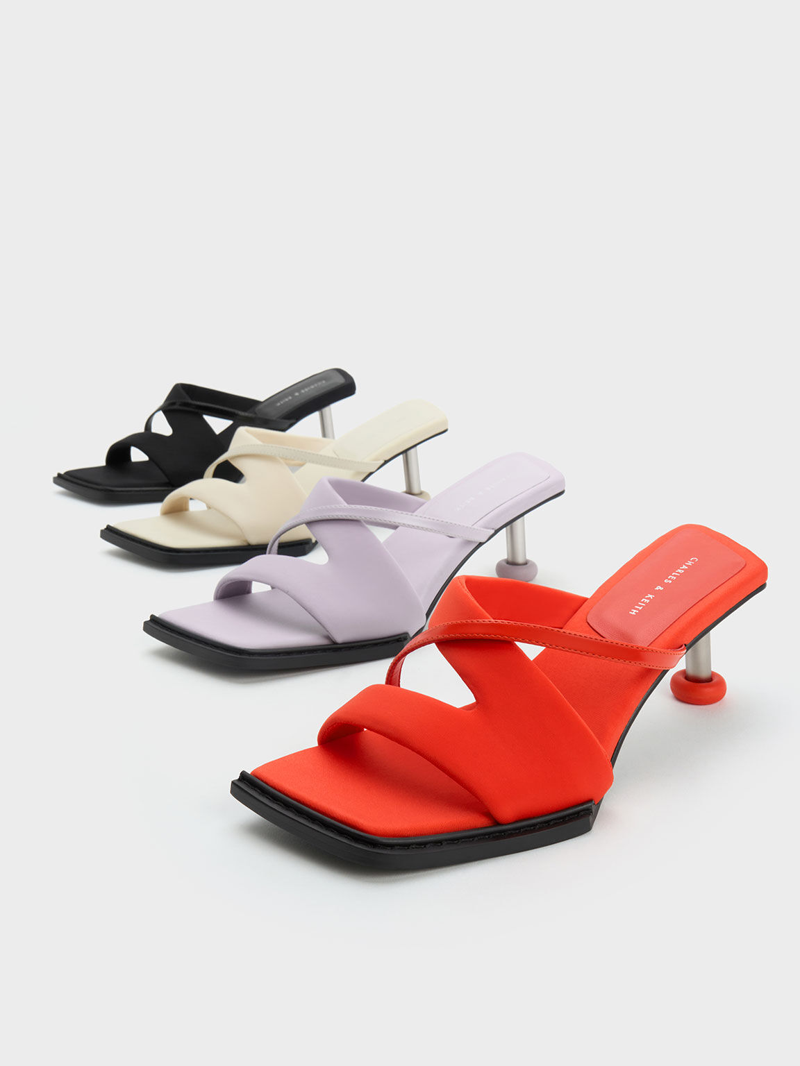 Crossover Sculptural Heel Sandals Black