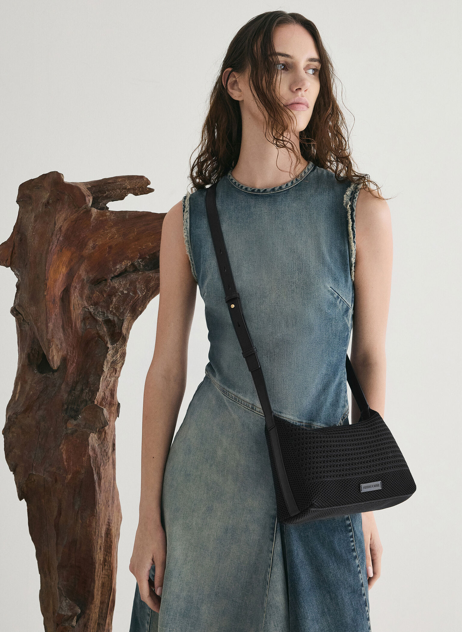 Ida Knitted Shoulder Bag, Black, hi-res