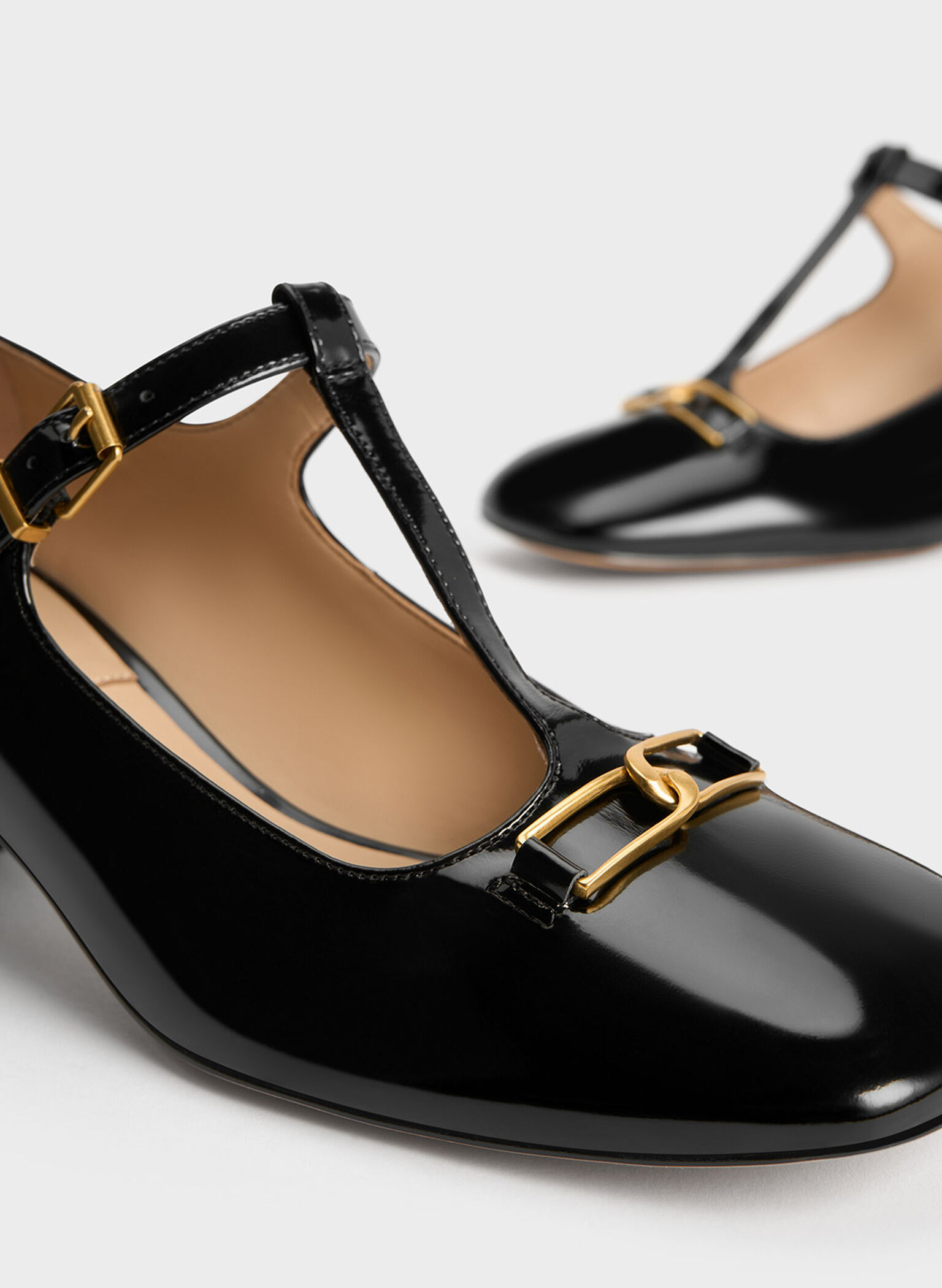 Gabine Leather T-Bar Mary Jane Pumps, Black Box, hi-res
