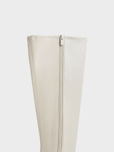 Sasky Knee High Flat Boots, Chalk, hi-res