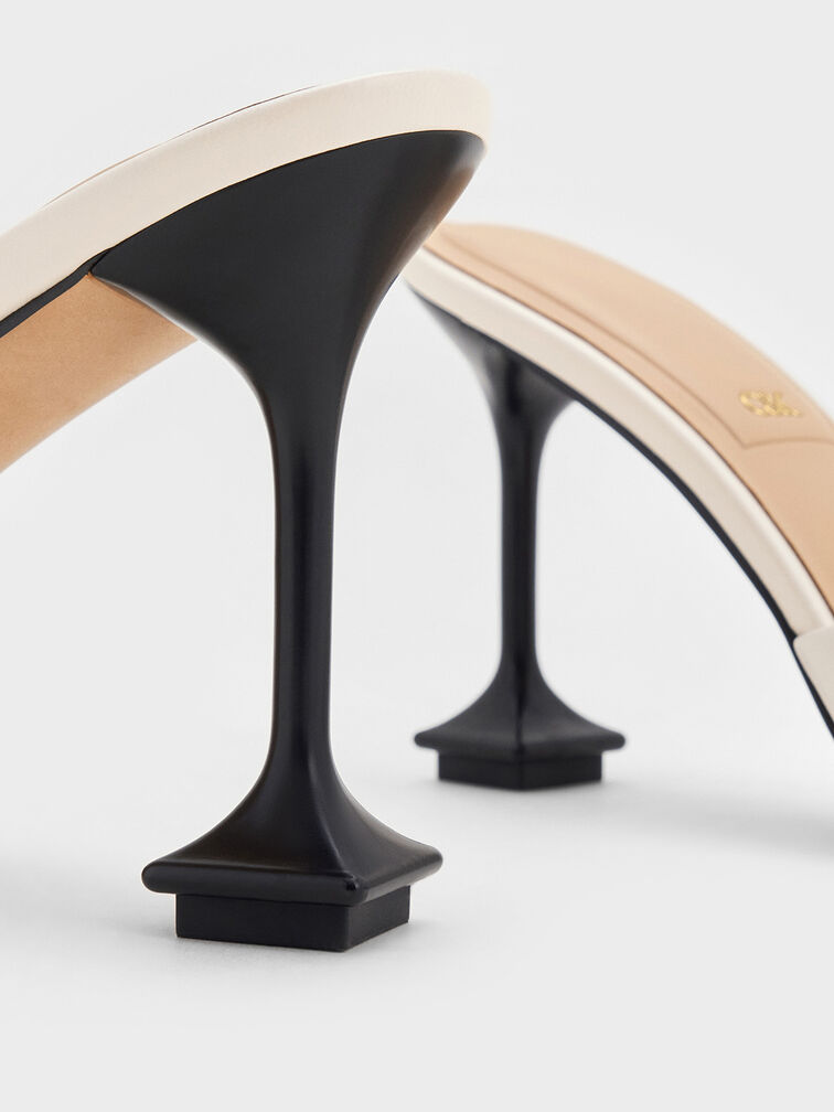 Jacqueline Leather Sculptural-Heel Mules, Chalk, hi-res