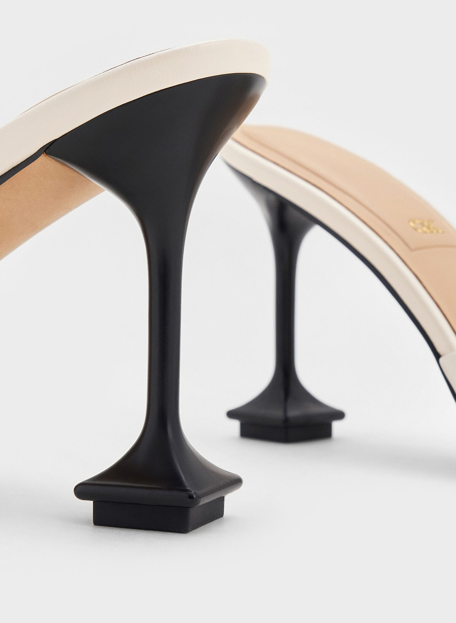 Jacqueline Leather Sculptural-Heel Mules, Chalk, hi-res
