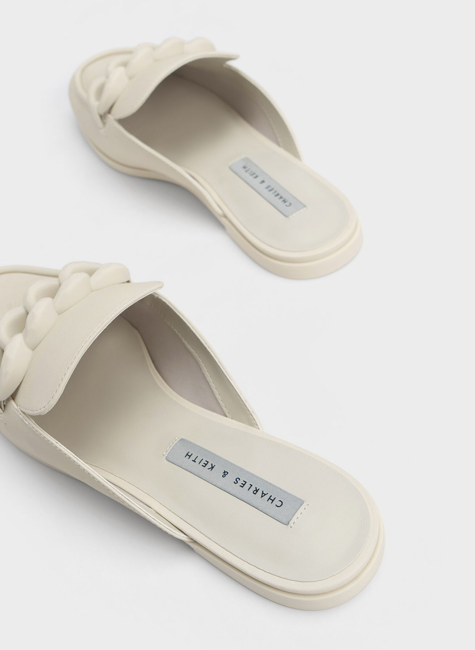 Chunky Chain Loafer Flats, Chalk, hi-res