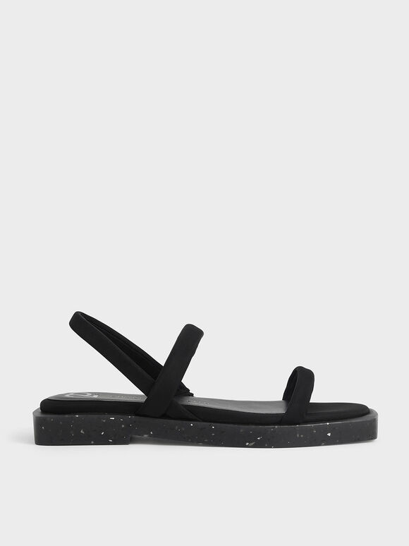 The Anniversary Series: Arabella Recycled Nylon Slingback Sandals, Black, hi-res