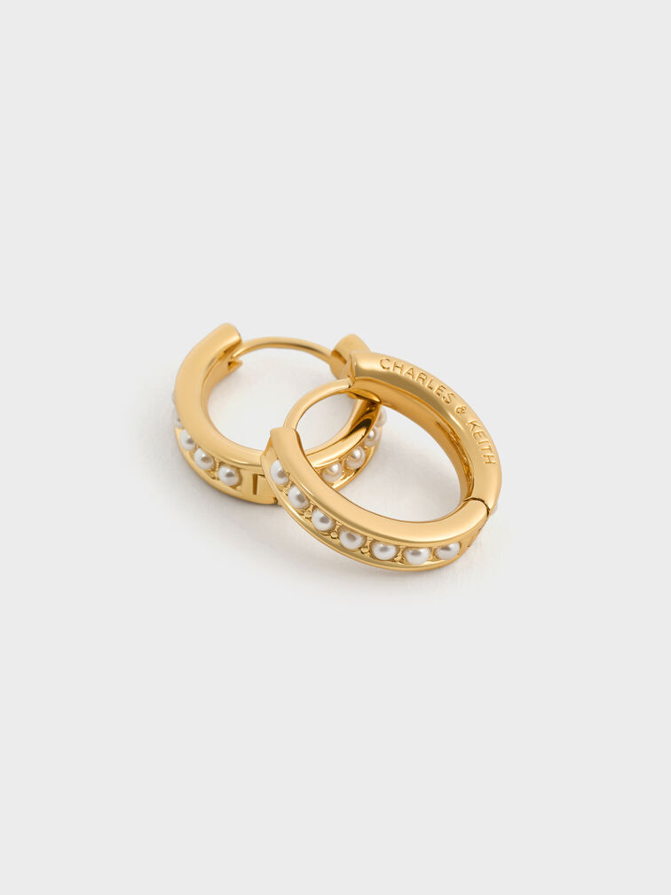 Maeve Pearl-Embellished Hoop Earrings, Gold, hi-res