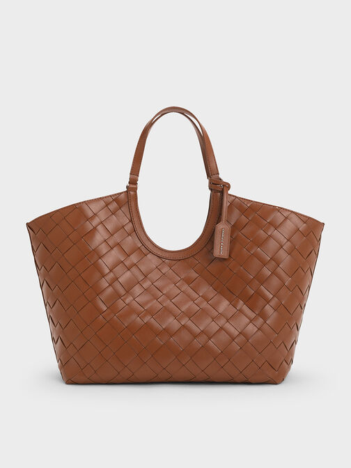 Ivette Woven Tote Bag, Chocolate, hi-res