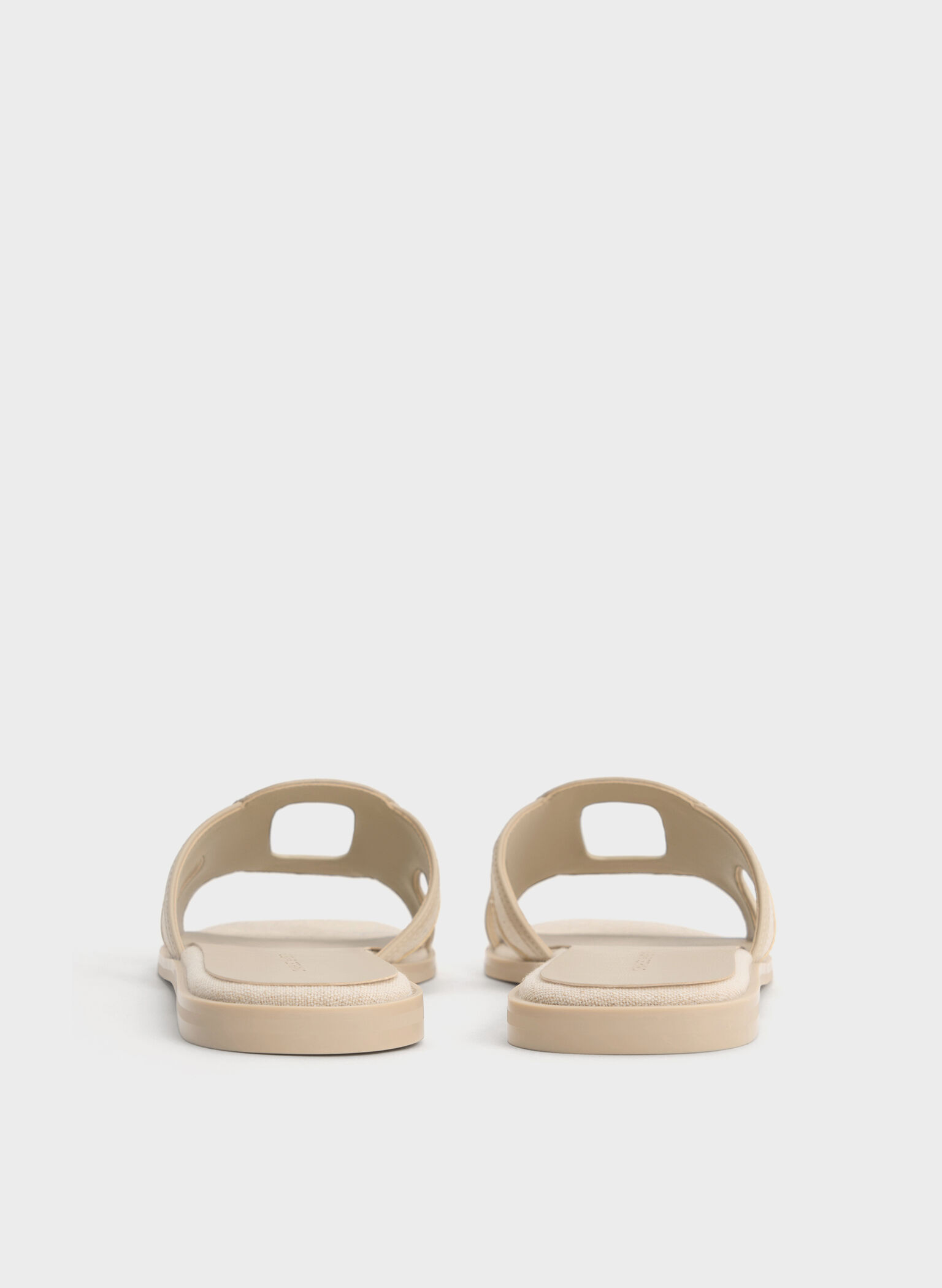 Easley Linen Cut-Out Slide Sandals, Taupe, hi-res