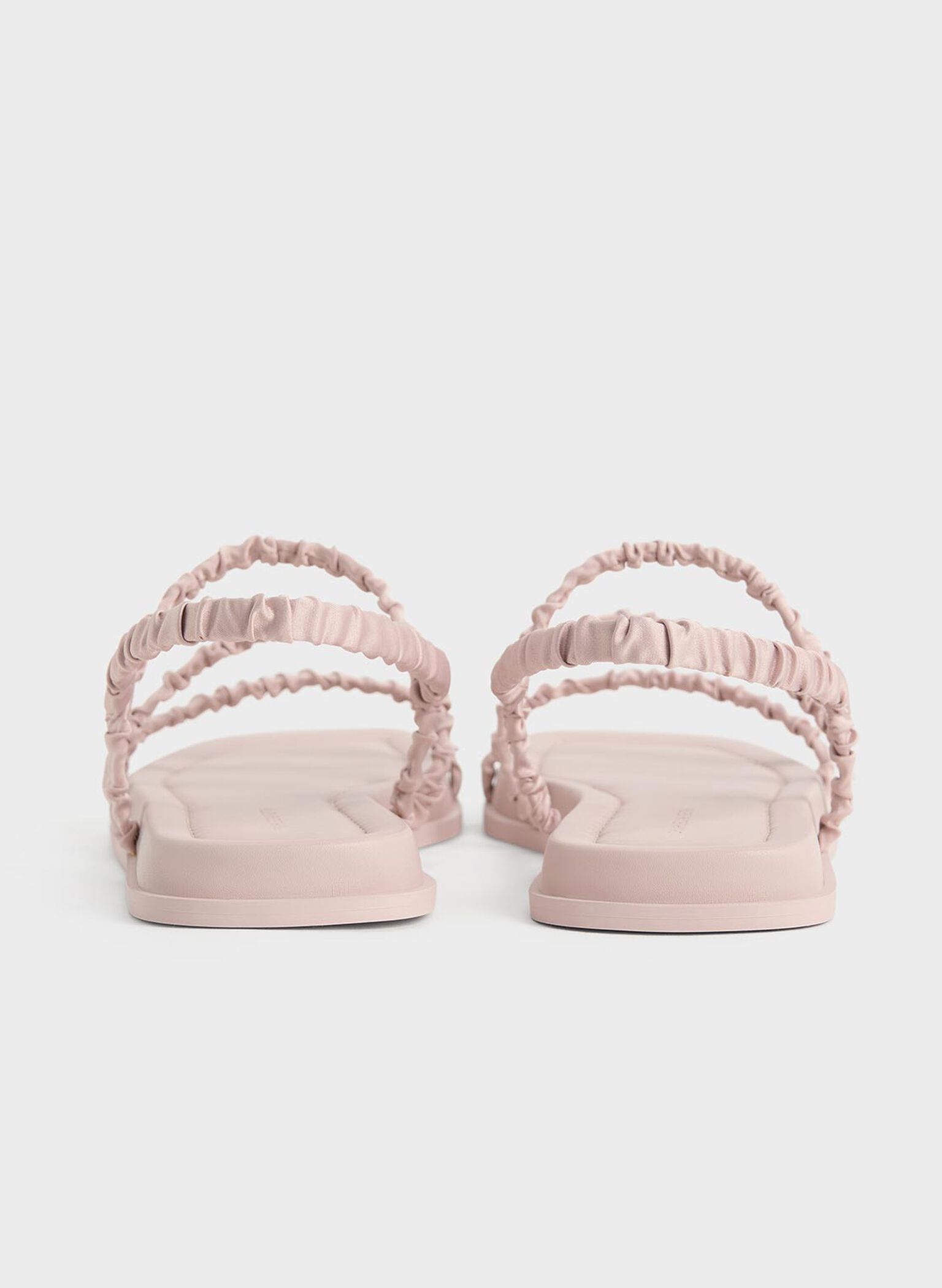 Recycled Polyester Ruched Strappy Sandals, Nude, hi-res