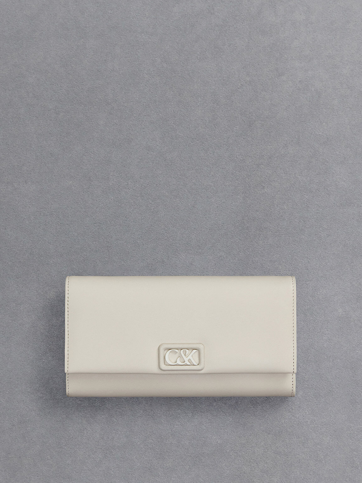 Leather Chain Strap Wallet White