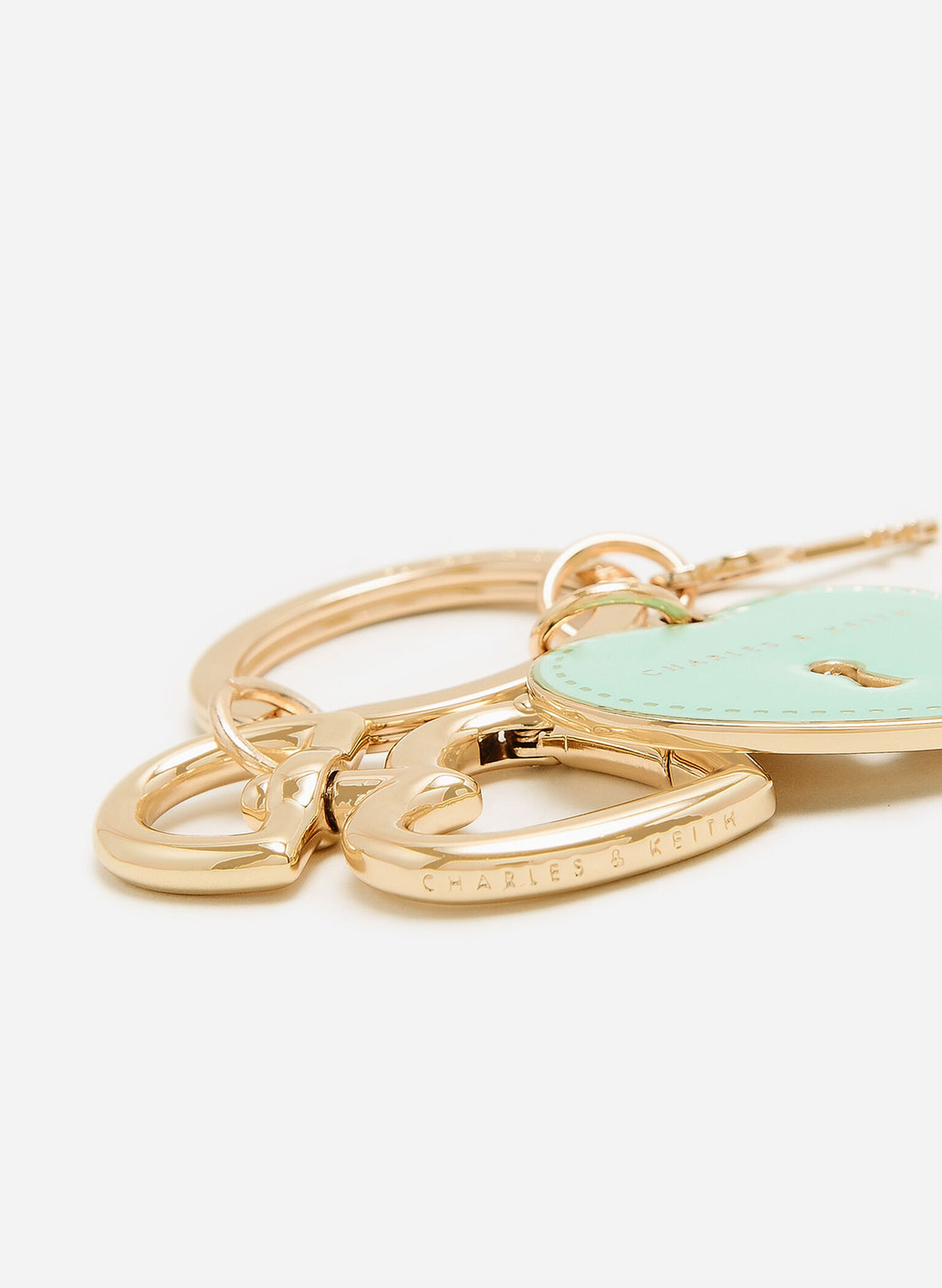 Heart Lock Keychain, Turquoise, hi-res