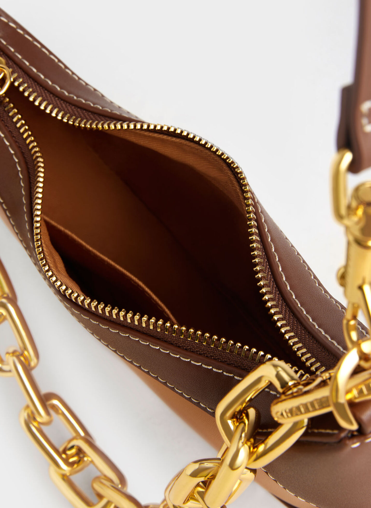 Shalia Chain-Handle Moon Bag, Pumpkin, hi-res