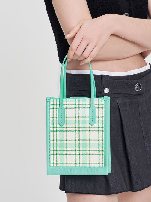 Checkered Geometric Tote Bag, Multi, hi-res