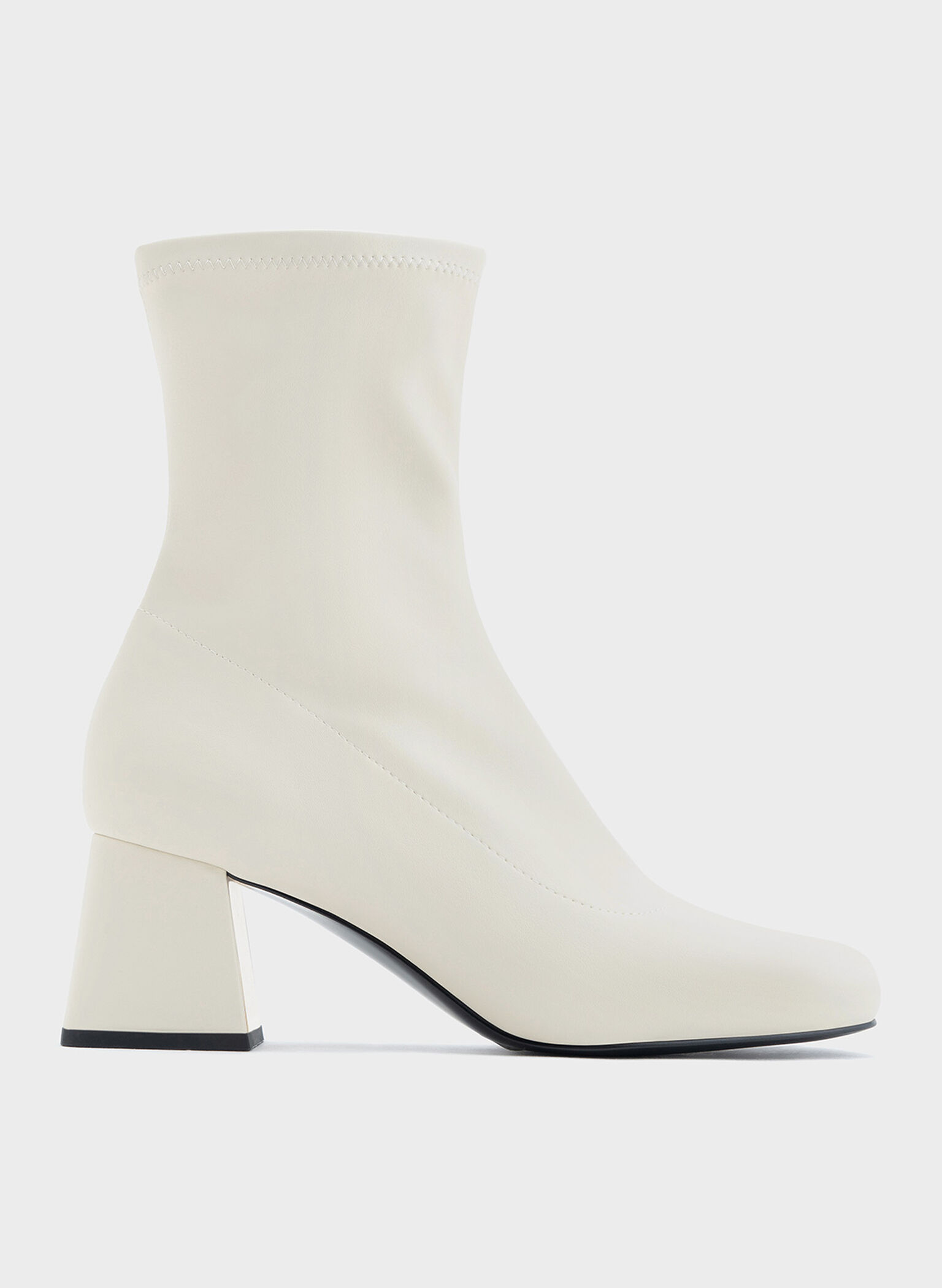 Jully Metallic Trapeze Heel Ankle Boots, Chalk, hi-res