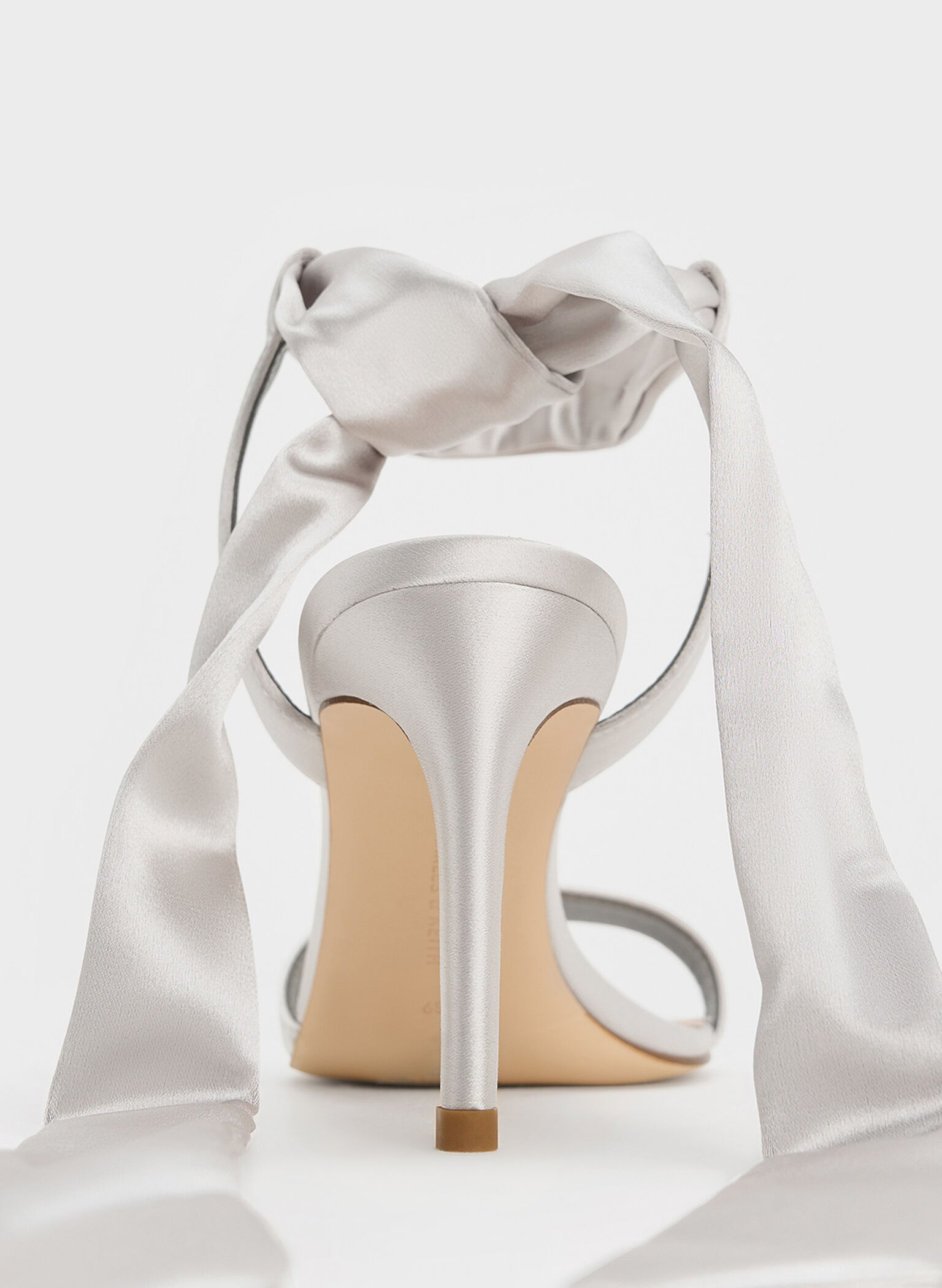 Eliana Satin Tie-Around Heeled Sandals, Silver, hi-res