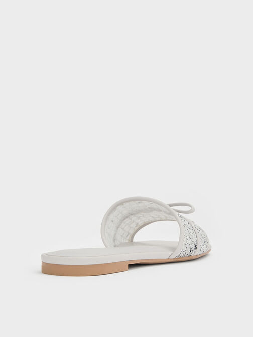 Mesh Sequinned Bow Slide Sandals, Multi, hi-res
